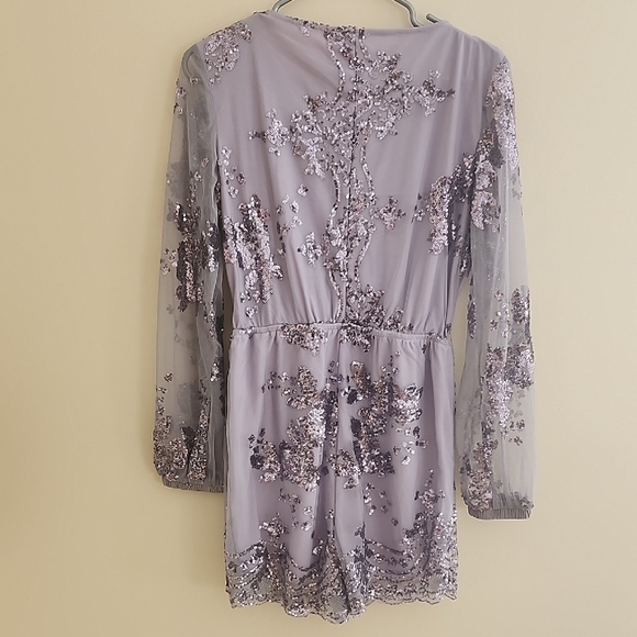 Tea n Cup Lavender Sequin Romper - Picture 3 of 9